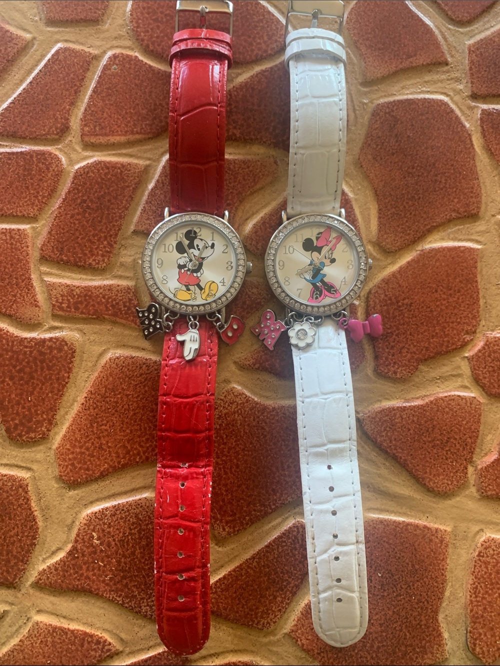 Disney Mickey & Minnie Charm Watch Set - Red and White